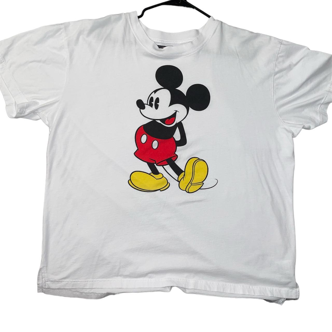 Vintage White Disney Mickey Mouse Shirt runs like a L - Depop