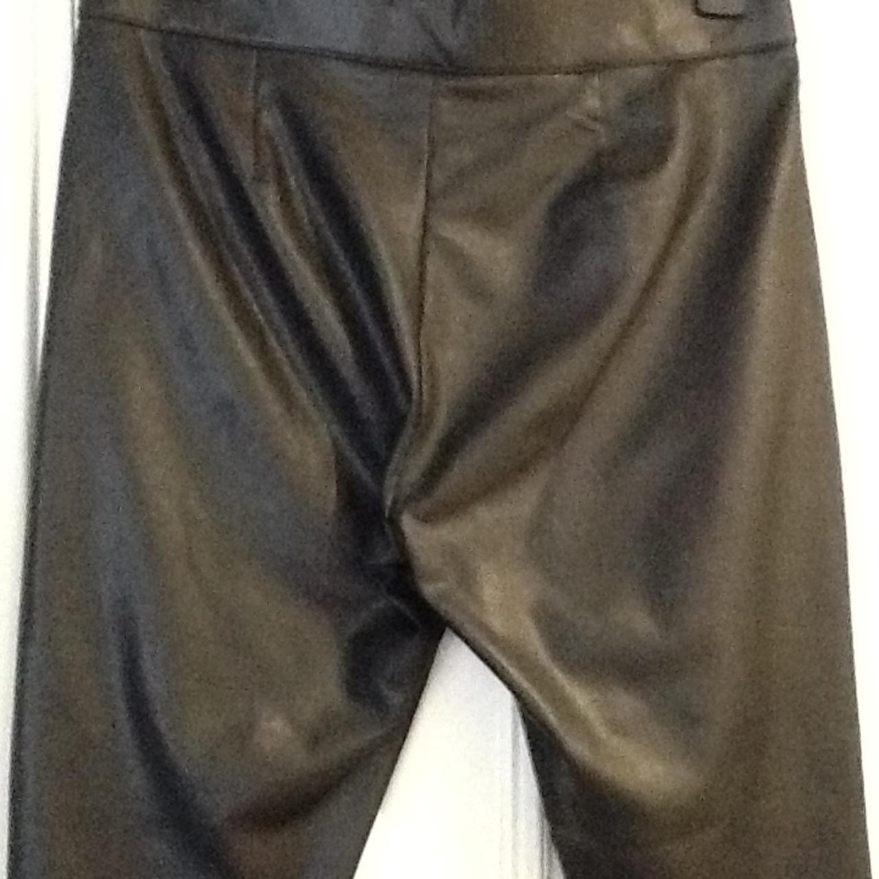 Marks & Spencer Black Faux Leather Trousers Pull on... - Depop