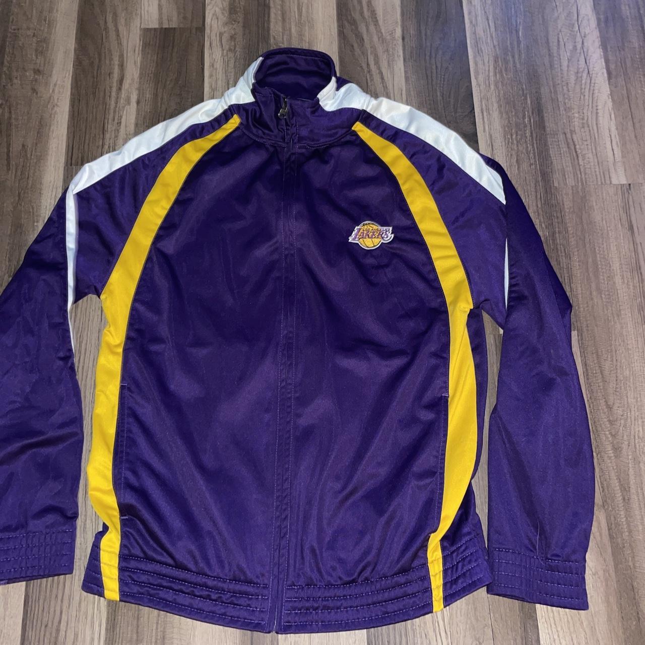 NBA LA Lakers Purple Warm Up Track Jacket Size Large - Depop