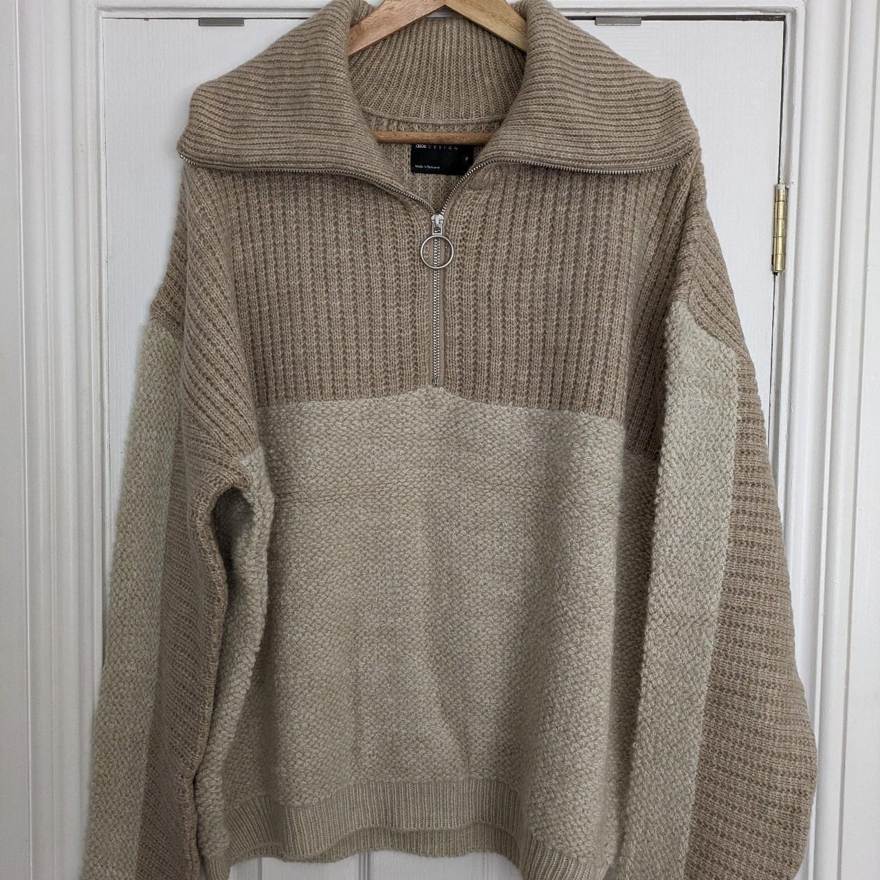 ASOS half zip cosy knitted fleece jumper, oversized... - Depop