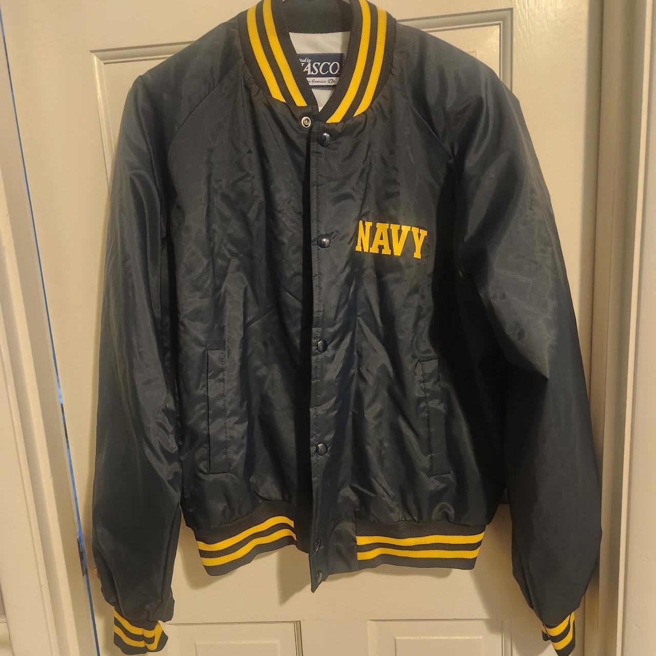 VINTAGE Nasco Navy Bomber Jacket, size L Navy and... - Depop