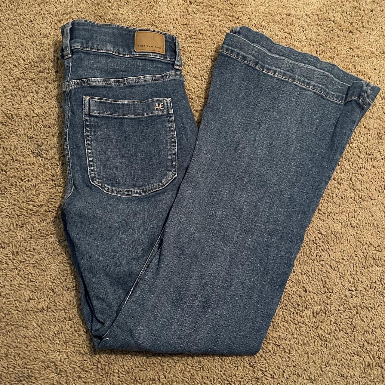american eagle mid-rise to high-rise jeans #bootcut... - Depop