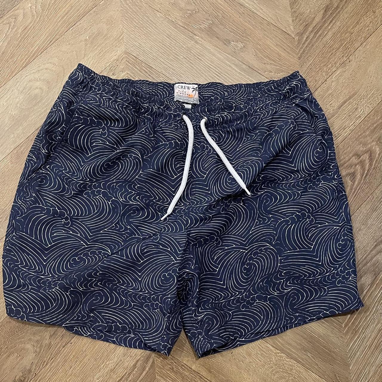 J.Crew Men's Blue and Navy Swimsuitonepiece Depop