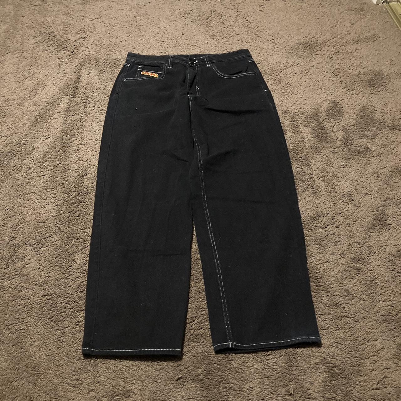 Black empyre pants with white stitching Size... - Depop