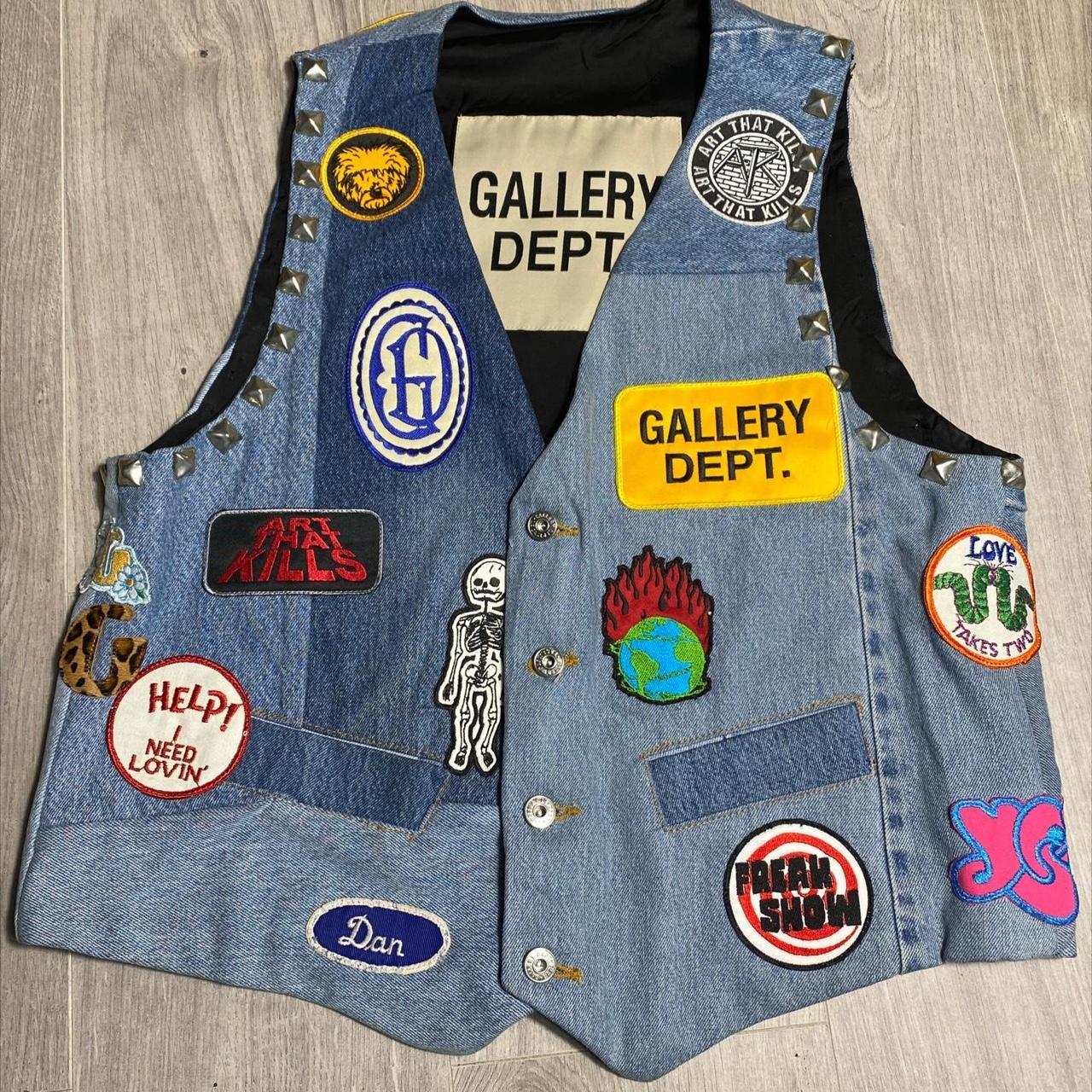 Gallery Dept Denim Patched Waistcoat Size: L - Depop