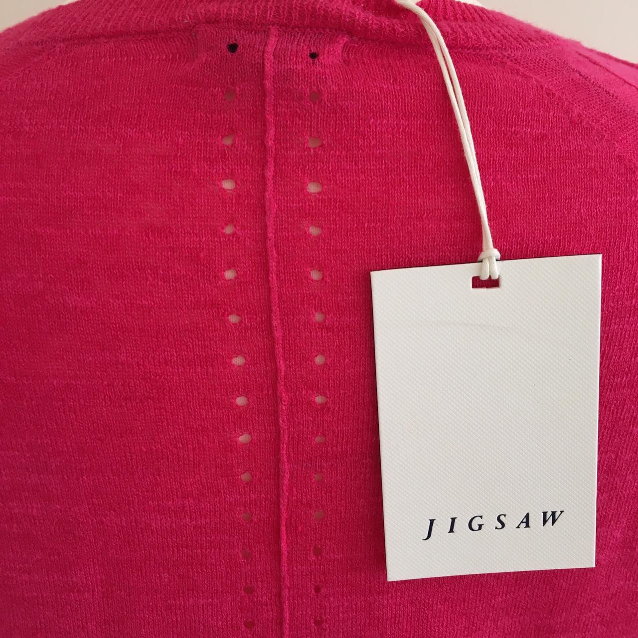 Jigsaw cotton slub Pointelle jumper in magenta.... Depop