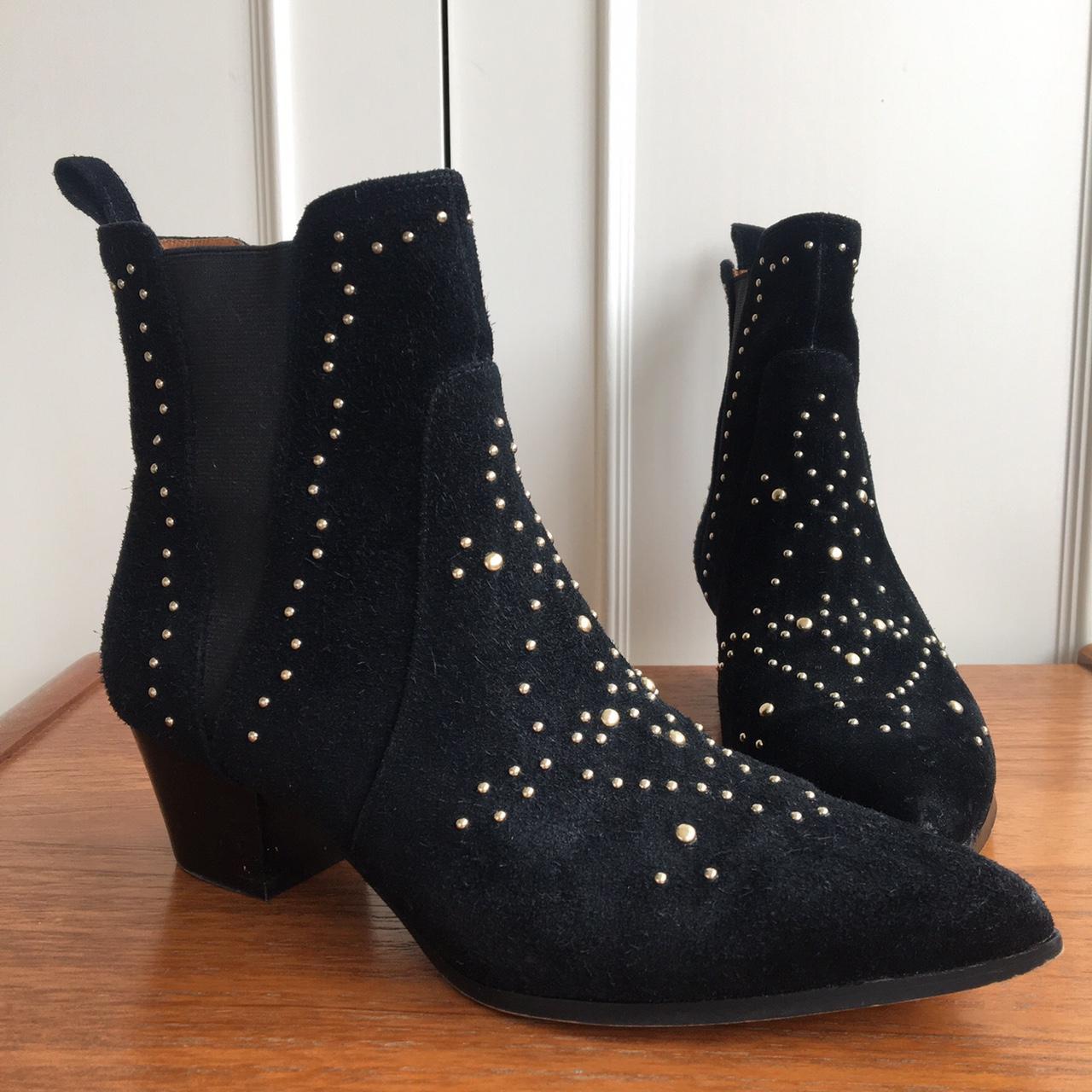 Studded suede western Chelsea ankle boots from &... - Depop