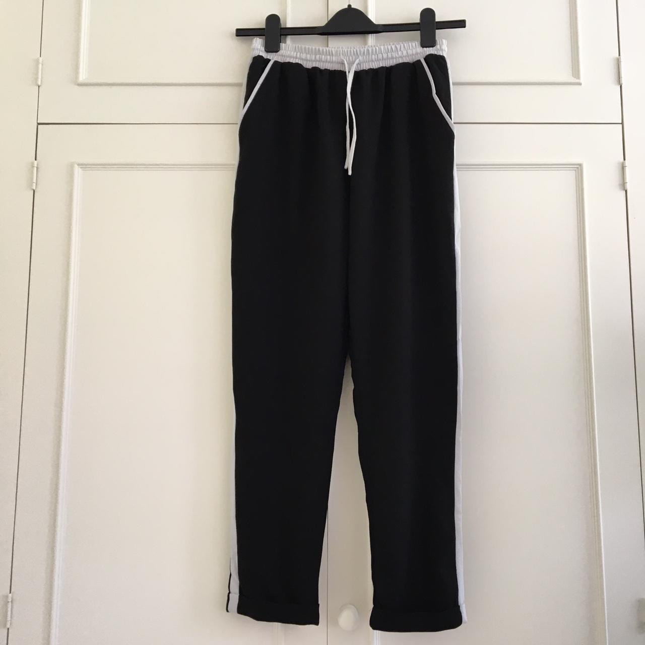 Atterley Road lightweight black trousers with white... - Depop