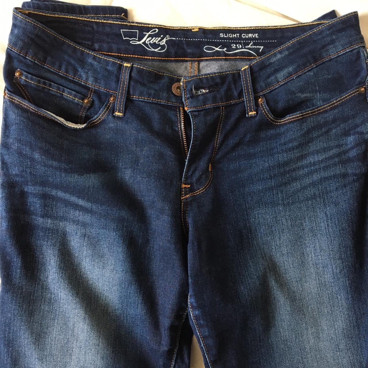 Levi’s Slight Curve Dark Blue Wash Jeans. Classic - Depop