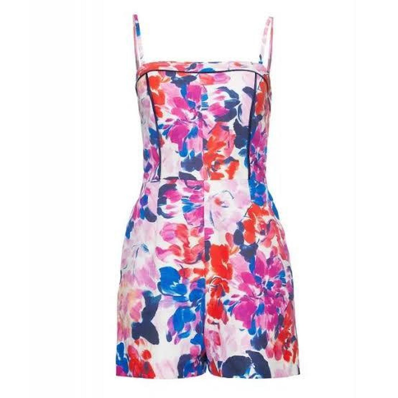 Alannah Hill pink and blue floral playsuit with a. Depop