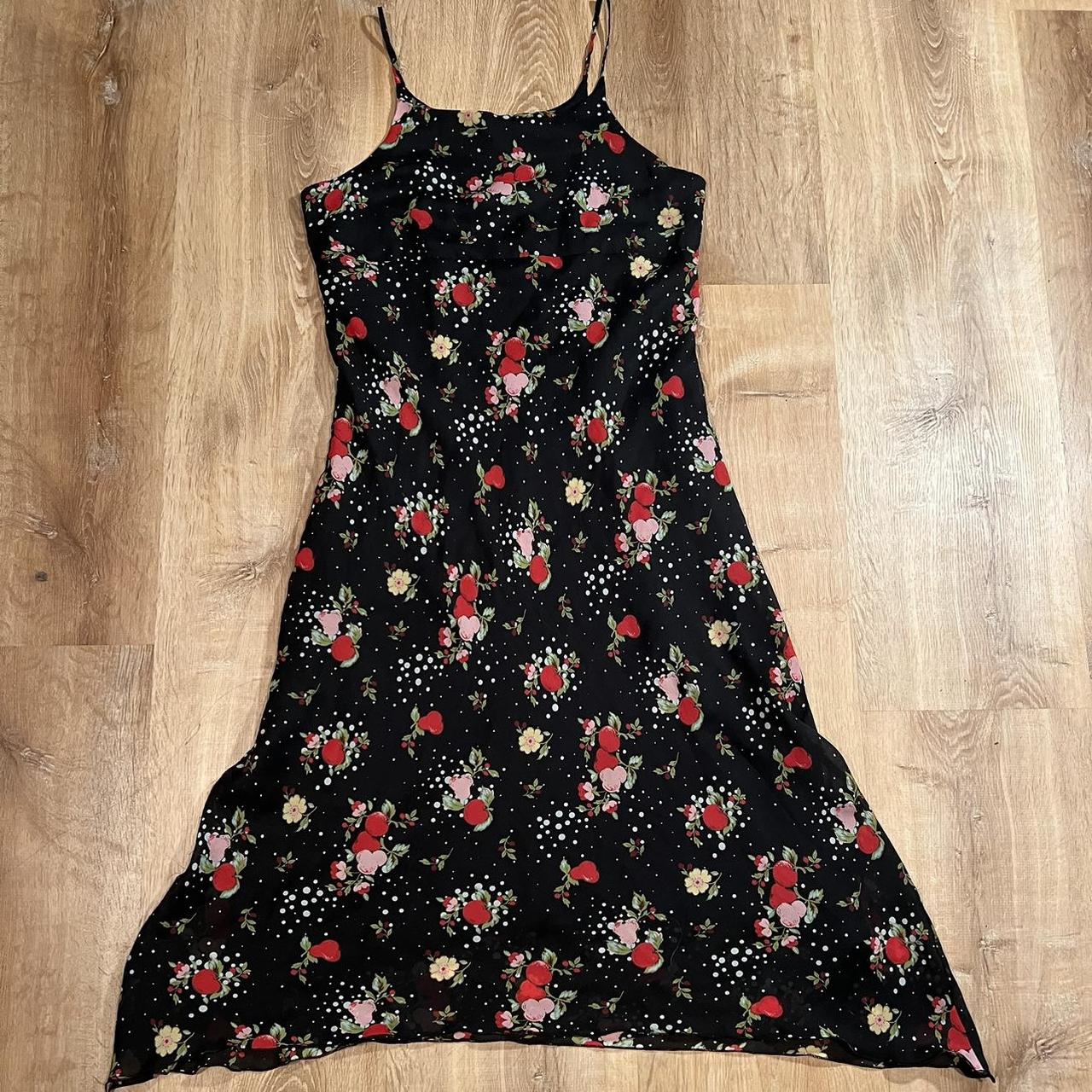 vintage 90’s flower patterned dress midi length... - Depop