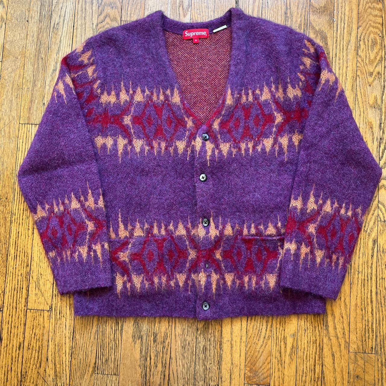 Supreme Abstract Stripe Cardigan , Plum , Size small...