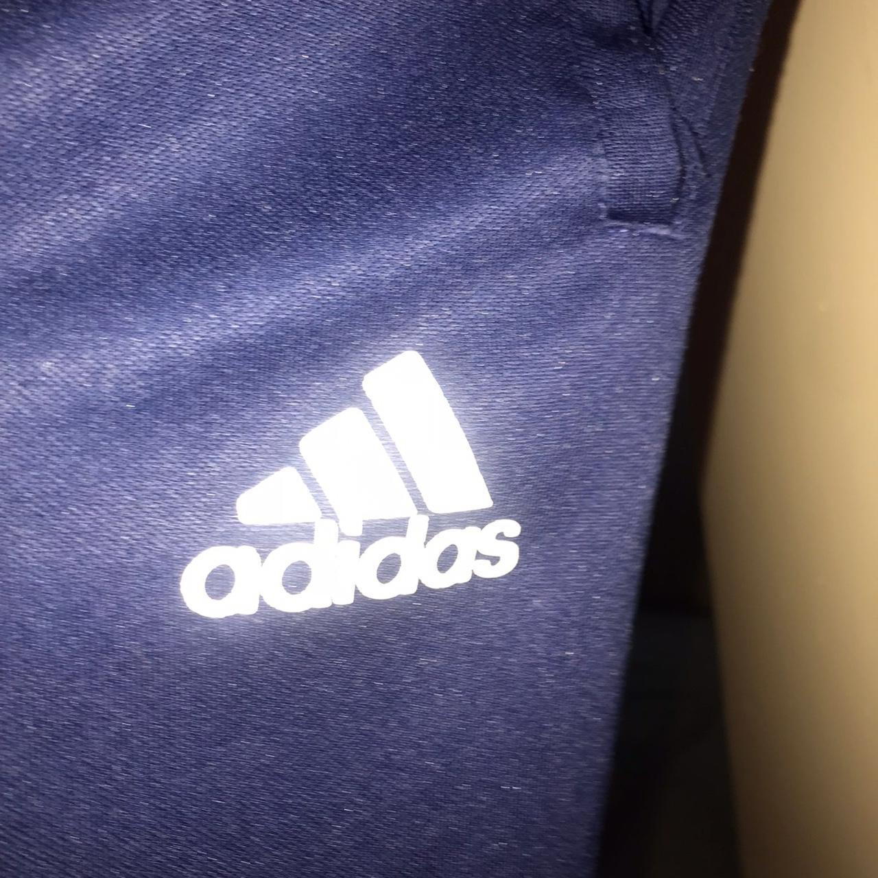 Adidas White and Navy Trousers | Depop