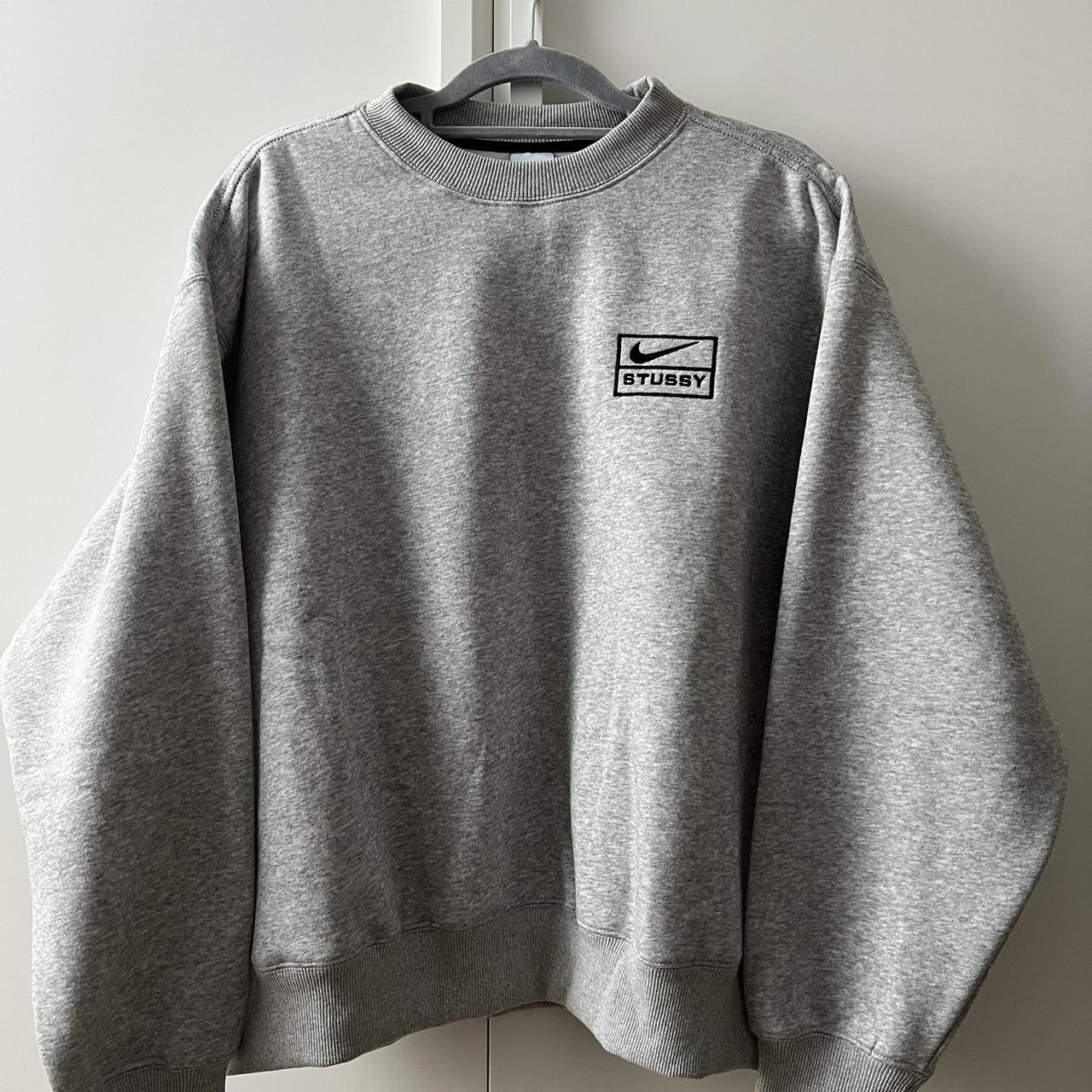 STUSSY GREY CREWNECK JUMPER SIZE M - Depop