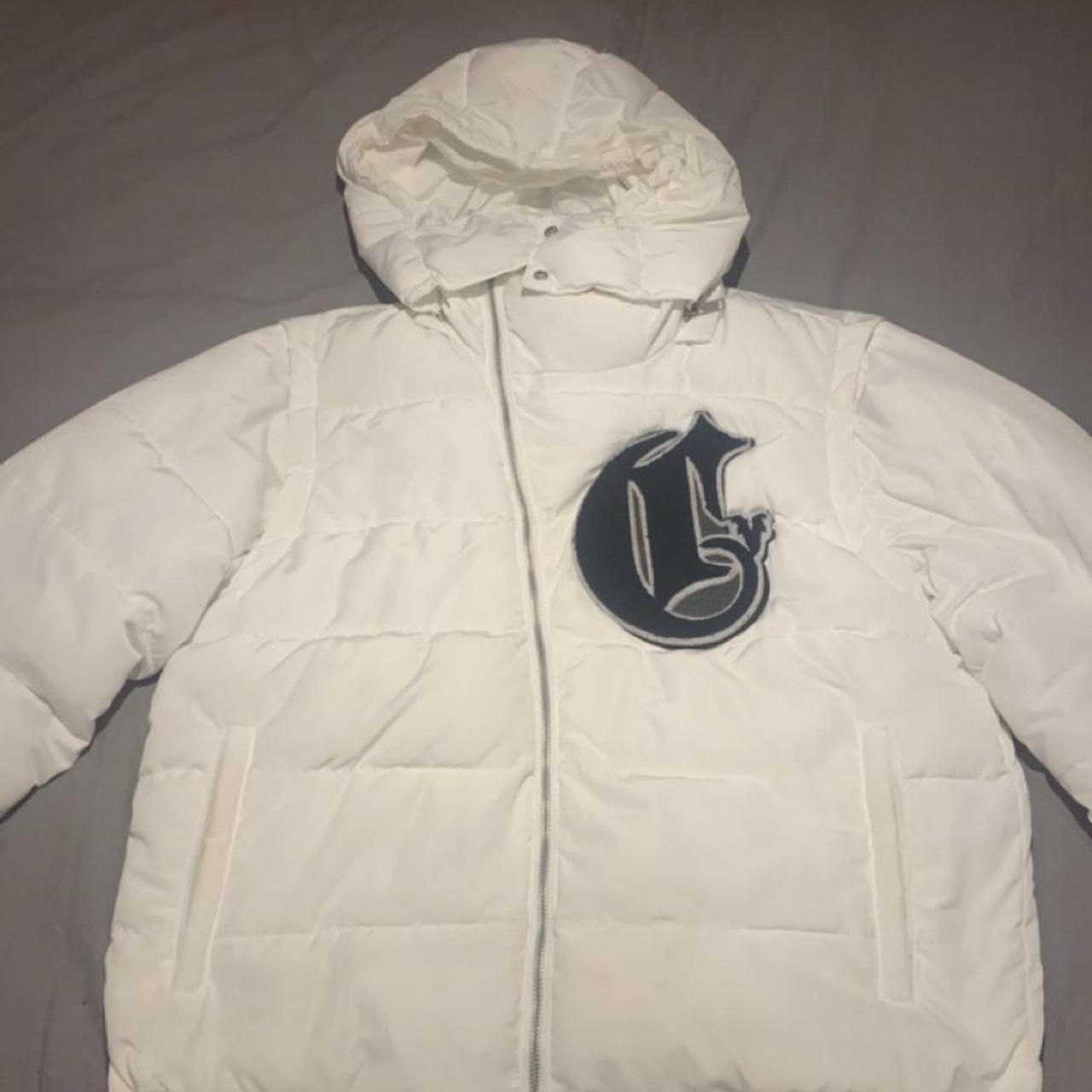 corvidae white puffer removable arms and hood no... - Depop