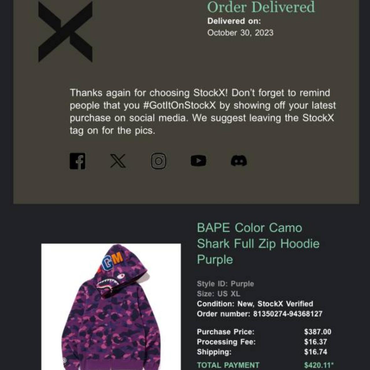 Purple BAPE Color Camo Shark Full Zip Hoodie New | Depop Purple BAPE Color Camo Shark Full Zip Hoodie New | Depop