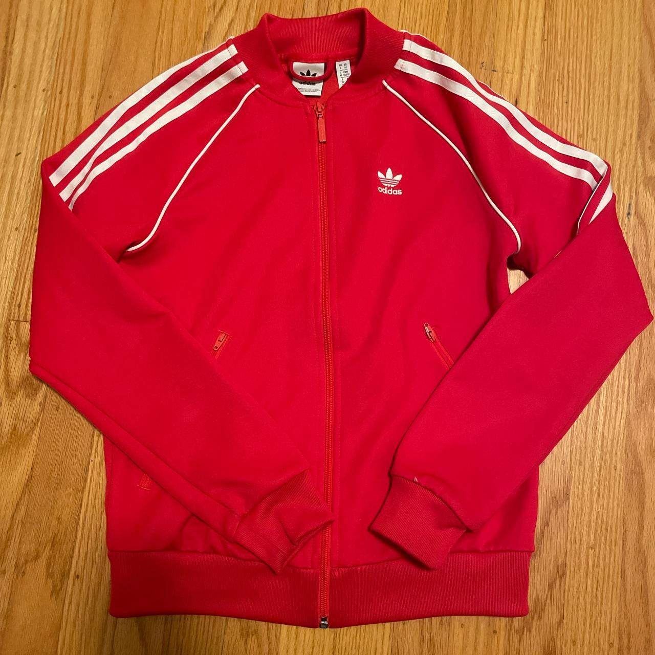 Adidas Originals red track jacket. Has 2 pockets.... - Depop