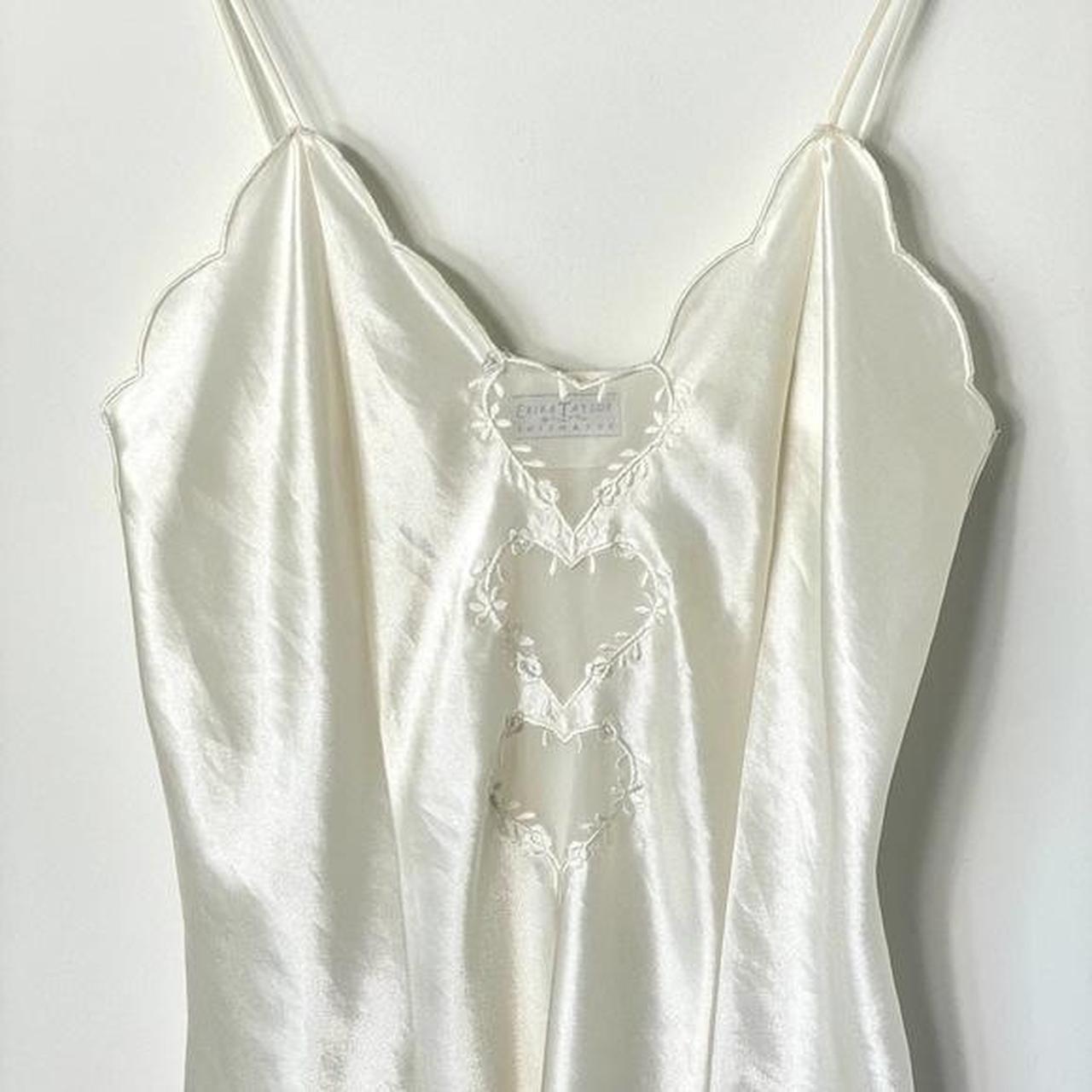 Angelic vintage silk slip dress •Lace heart... Depop