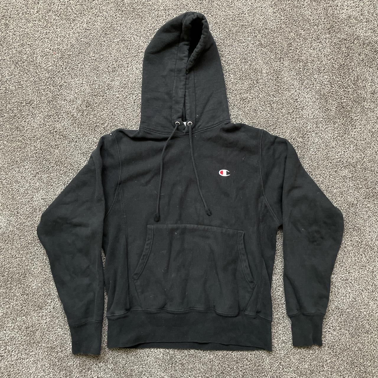 Champion Men's Black Hoodie | Depop