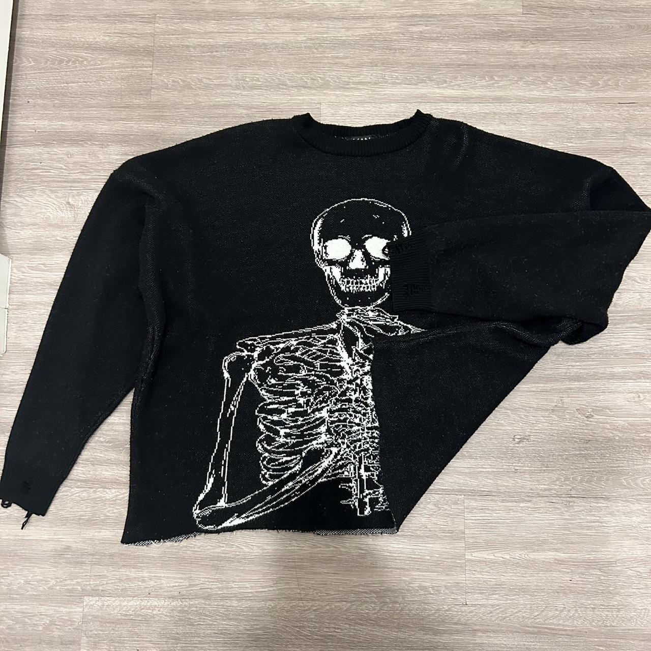 Long sleeve Skelton sweater with distressing on the... - Depop