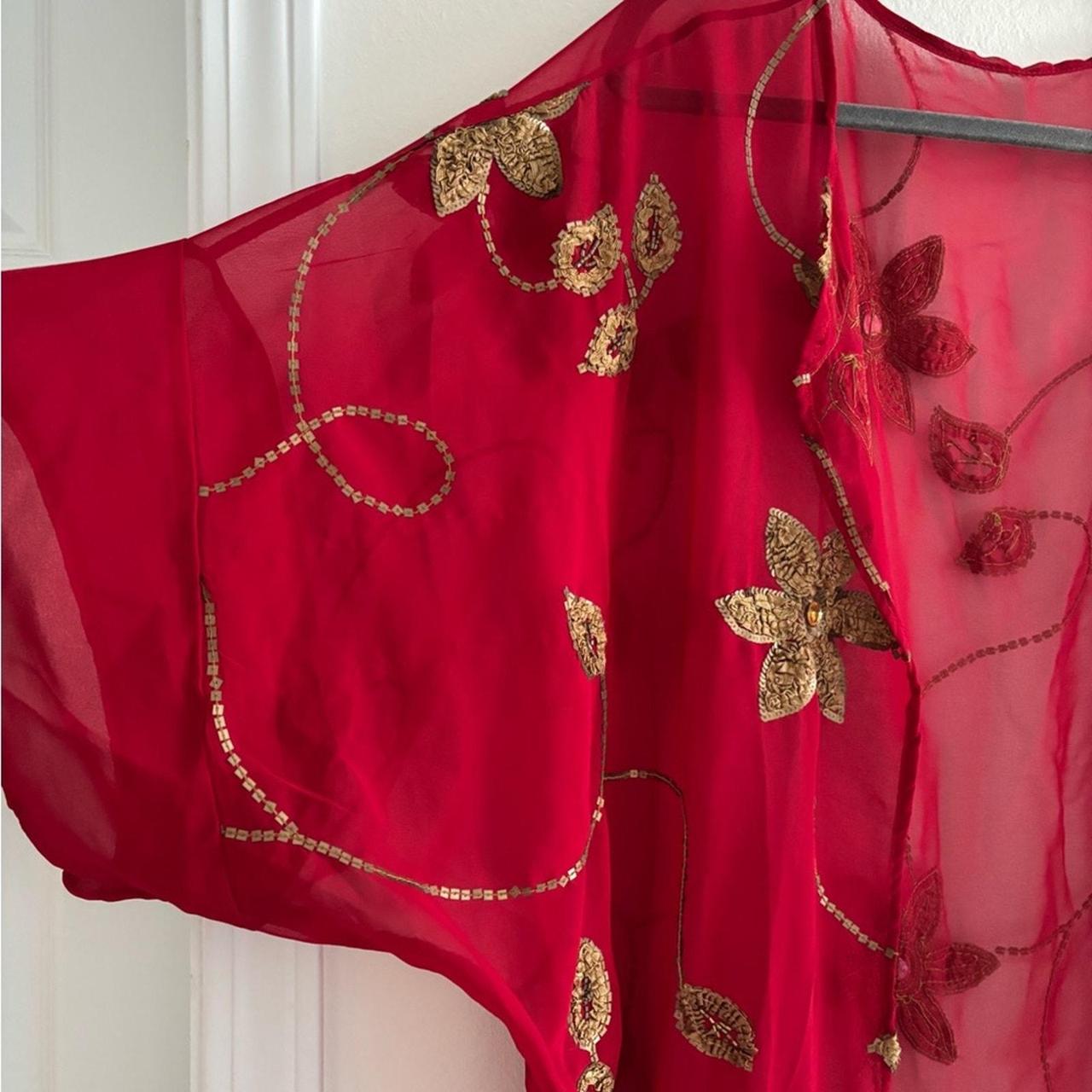 Source Unknown Women's Blouse - Red/Gold - One si… - image 3