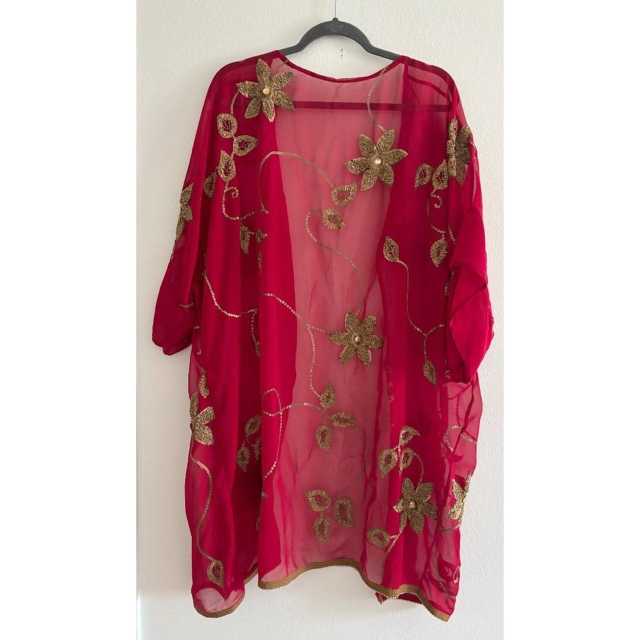 Source Unknown Women's Blouse - Red/Gold - One si… - image 2
