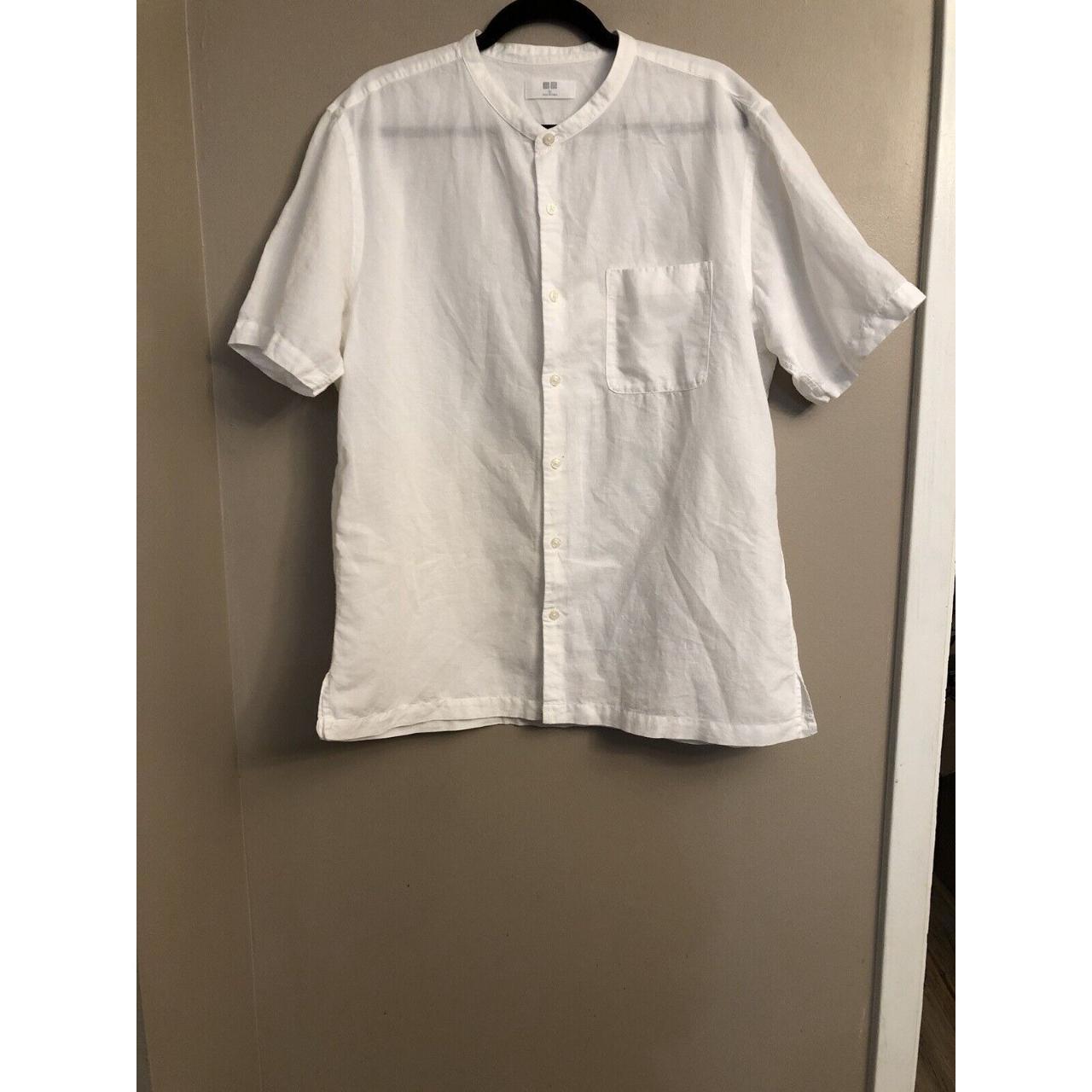 Uniqlo Women XL White Cotton Short Sleeve Shirt Boxy... - Depop