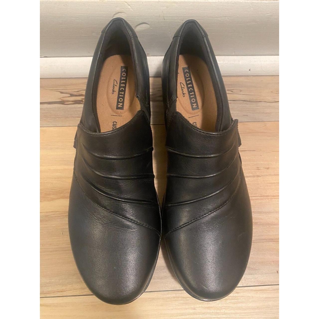 CLARKS EVERLAY HEIDI BLACK LEATHER LOAFERS SLIP ONS Depop