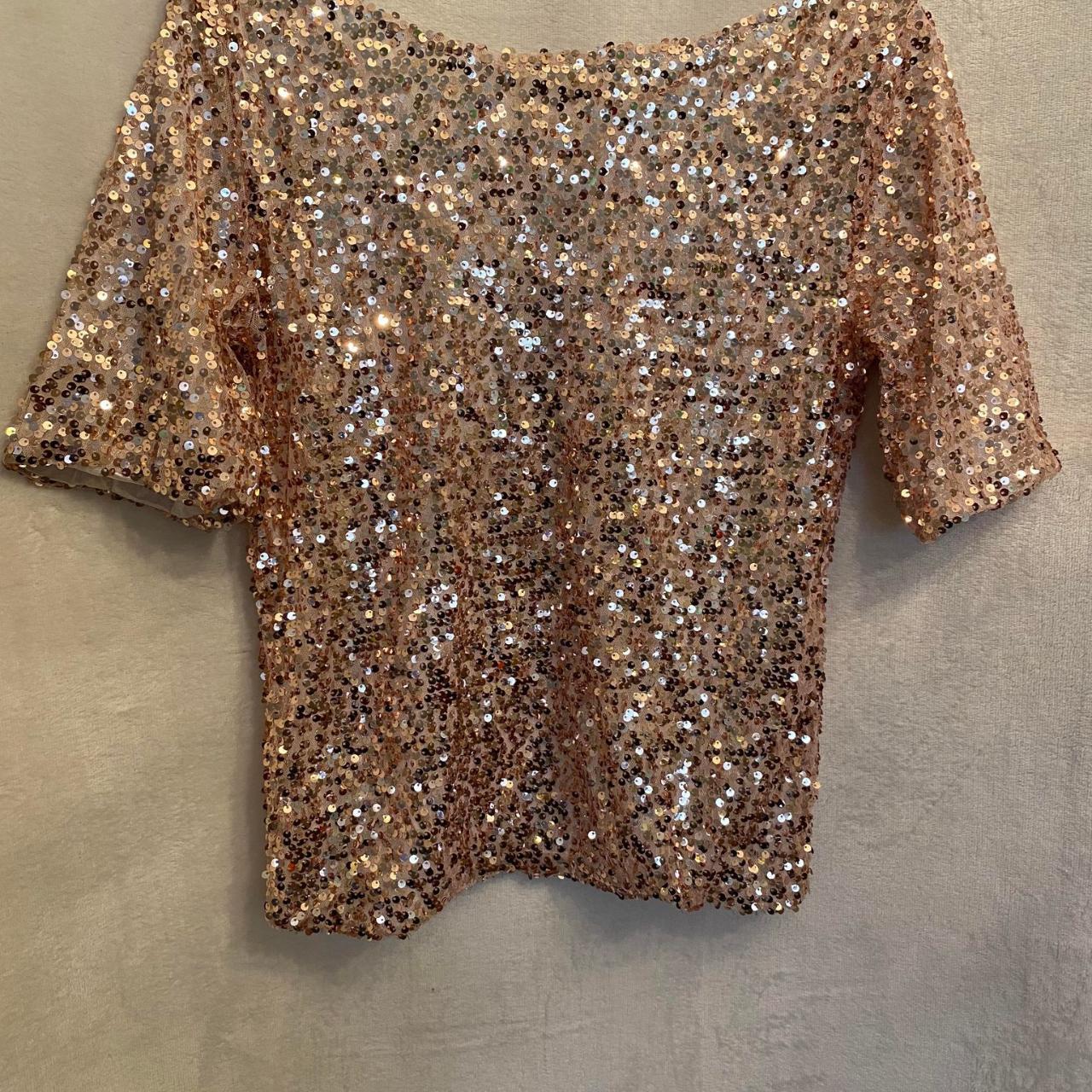 Gold Sequin Top - Size medium Excellent Condition - Depop