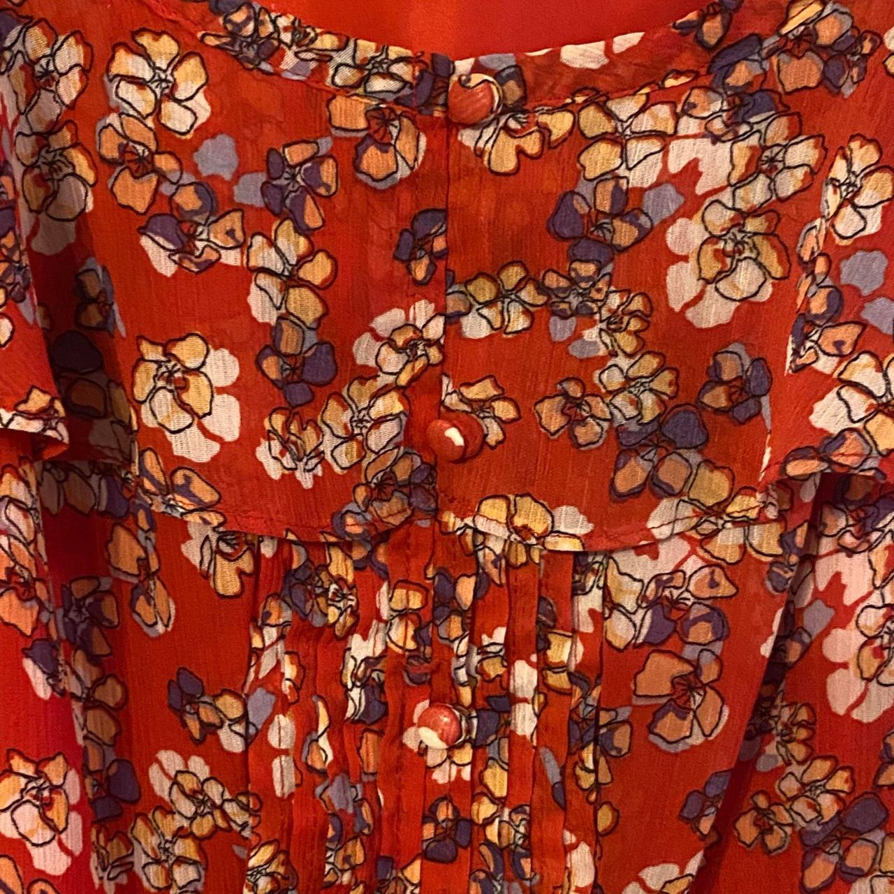 Elle Red Floral Spaghetti Strap Dress - Size 16 -... - Depop