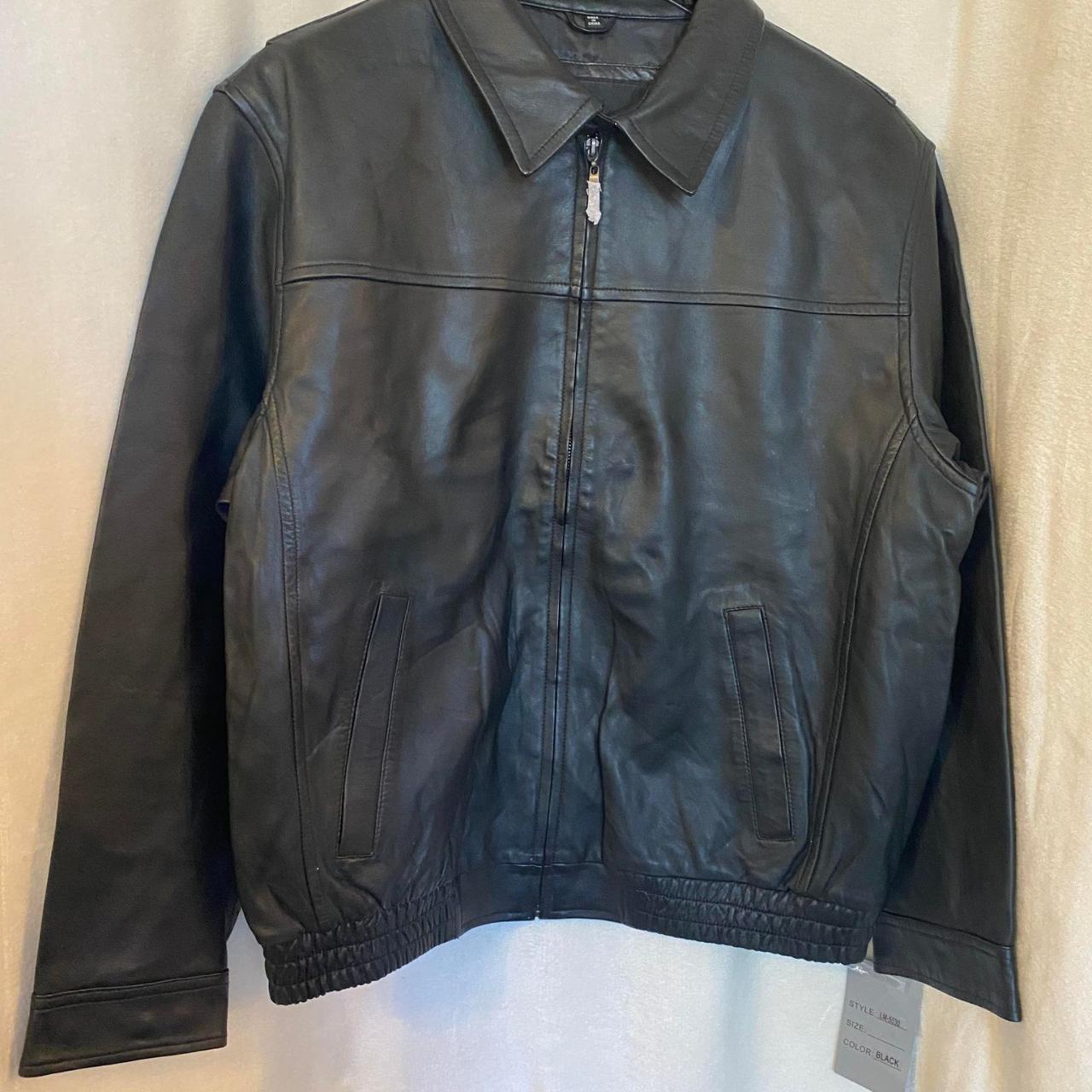 NWT Niko Milano Black Leather Bomber Jacket Size XL - Depop
