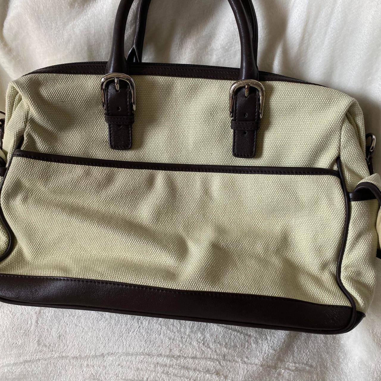 EUC LEVENGER Large Canvas and Leather Beige and... - Depop