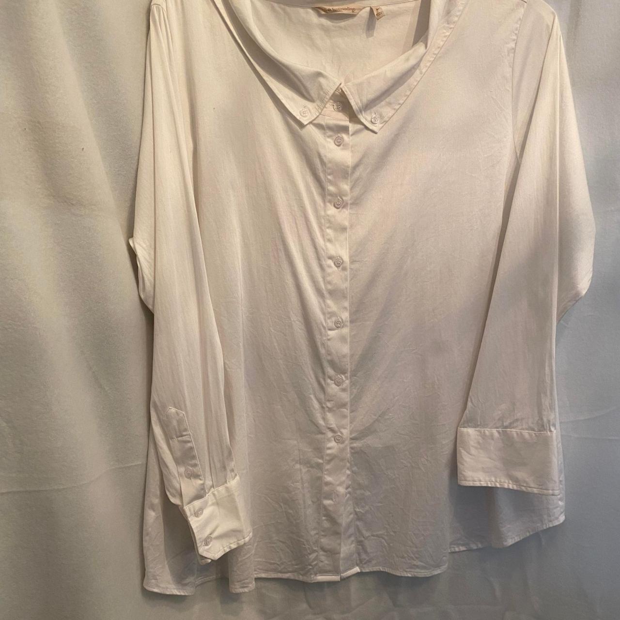 EUC Soft Surroundings White Button Down Blouse with... - Depop