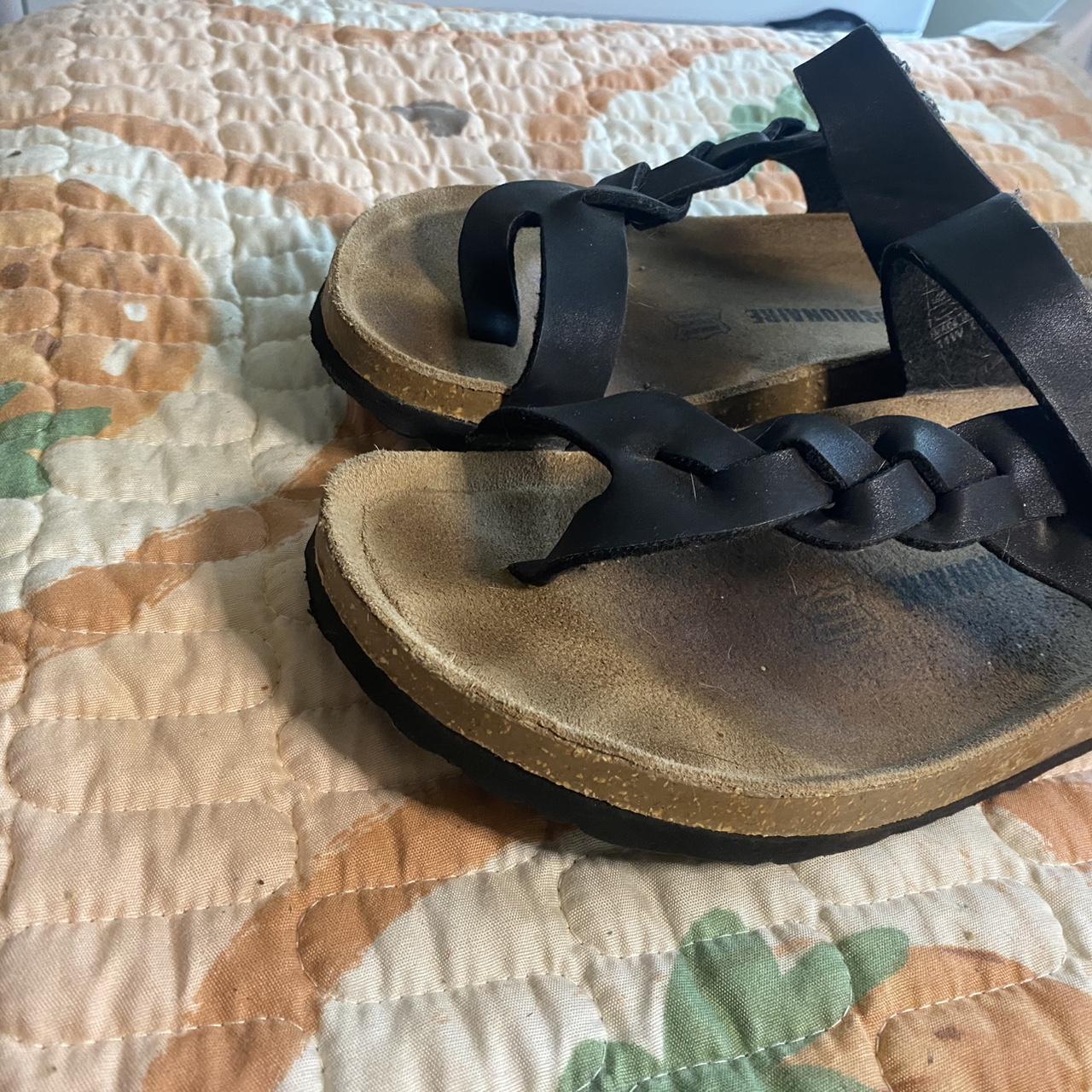 Women's Sandals Black US 11 – 11W Black leather Cushionaire