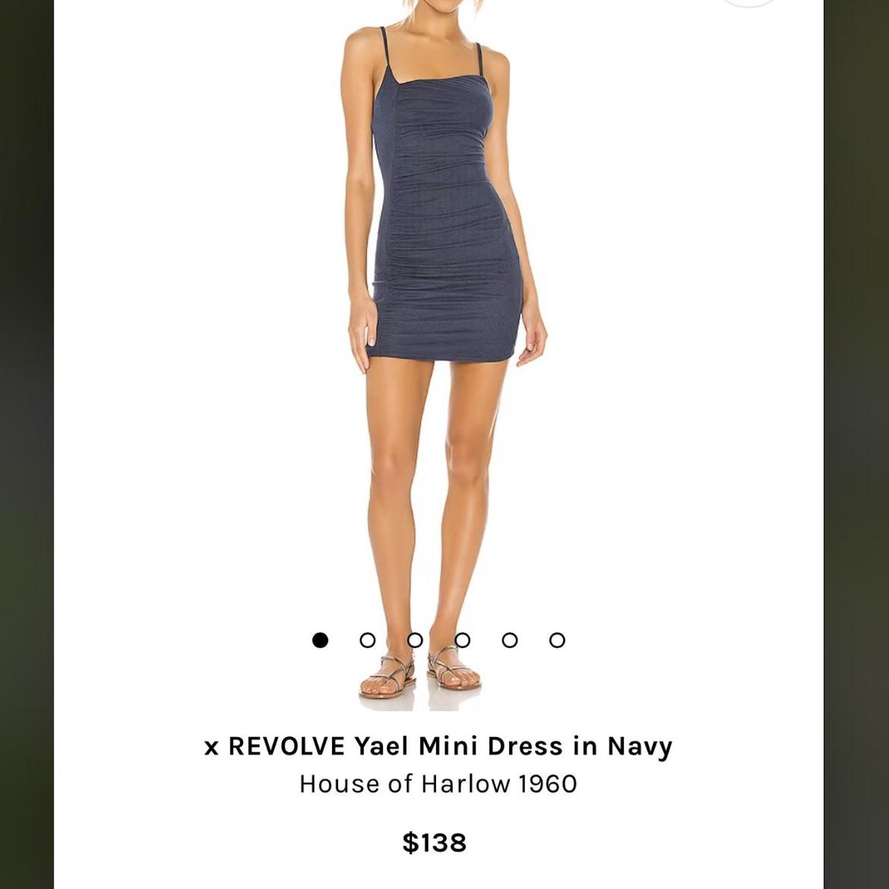 Blue mini dress with asymmetrical neckline thick... - Depop