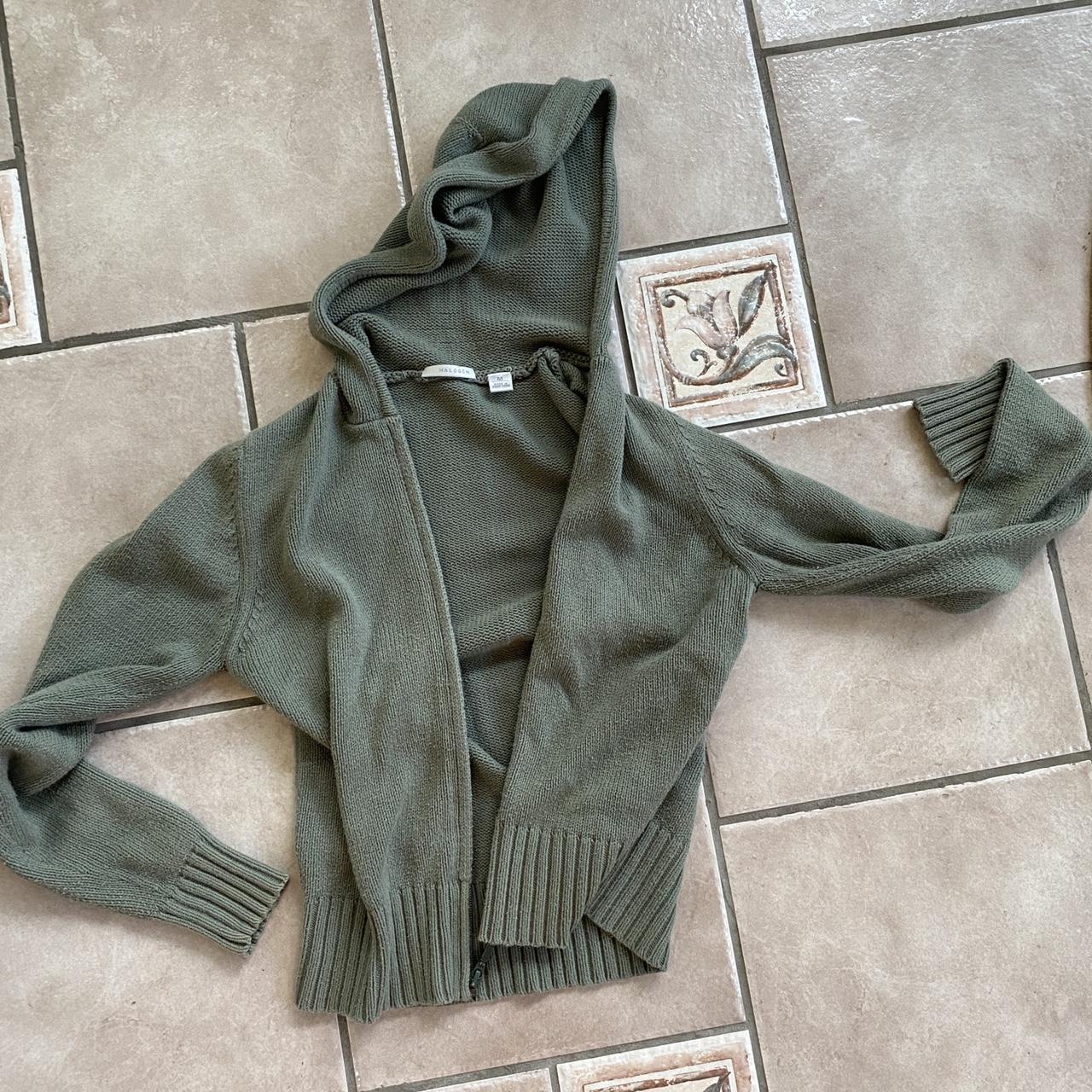 Green zip up hoodie 💚- says medium but fits a little... - Depop