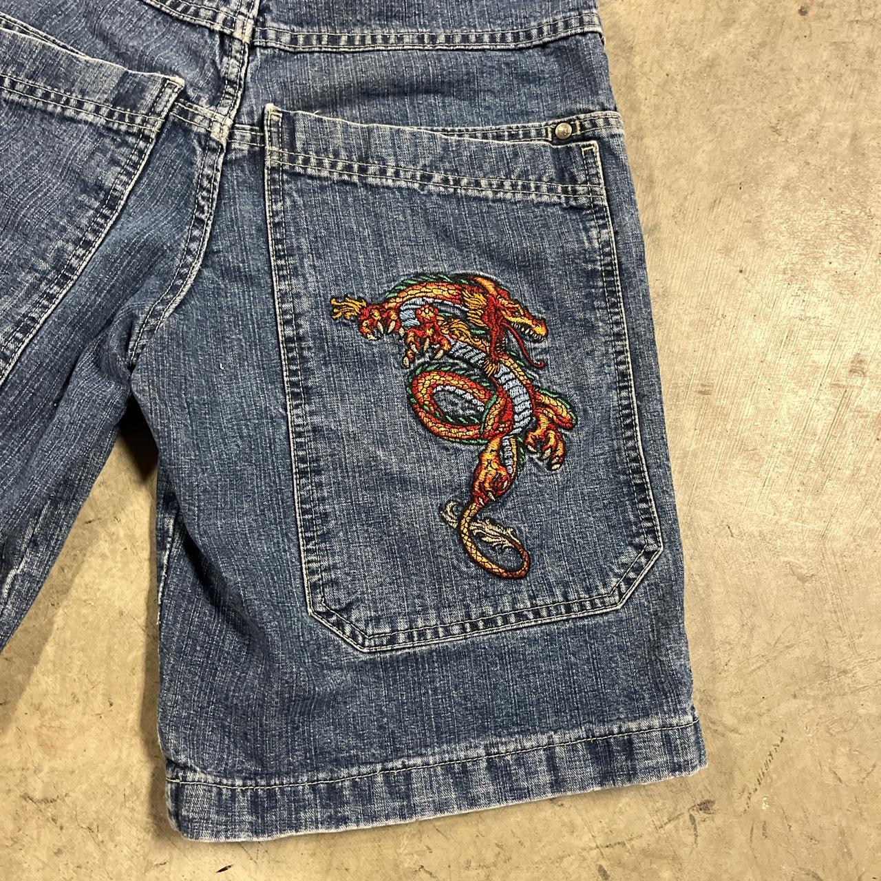 Size 14 jnco jorts long pocket embroidery Send... - Depop