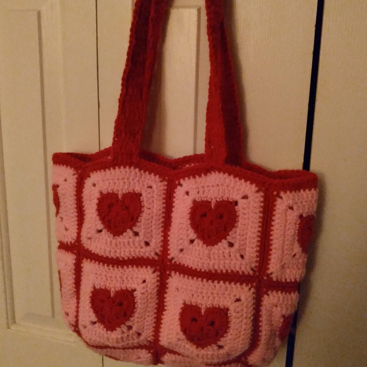 Crochet Pattern Heart Granny Square Tote Bag by 