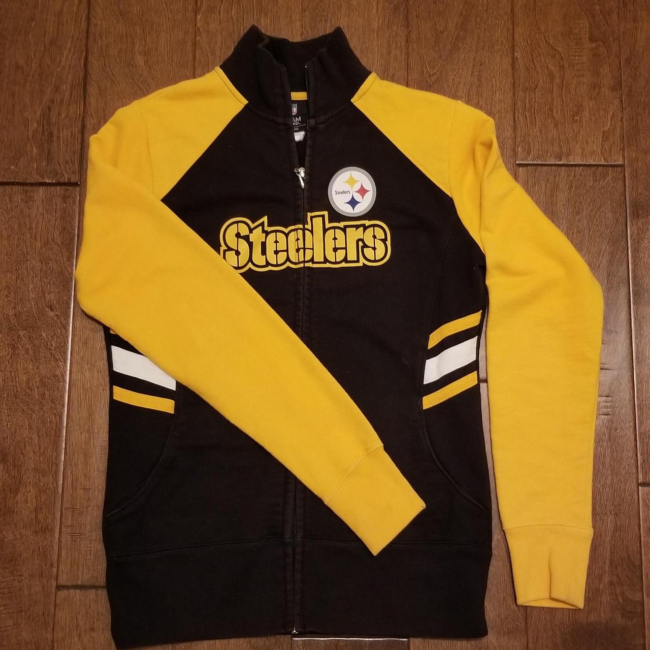 Women's Steelers zip-up white hoodie size medium. - Depop