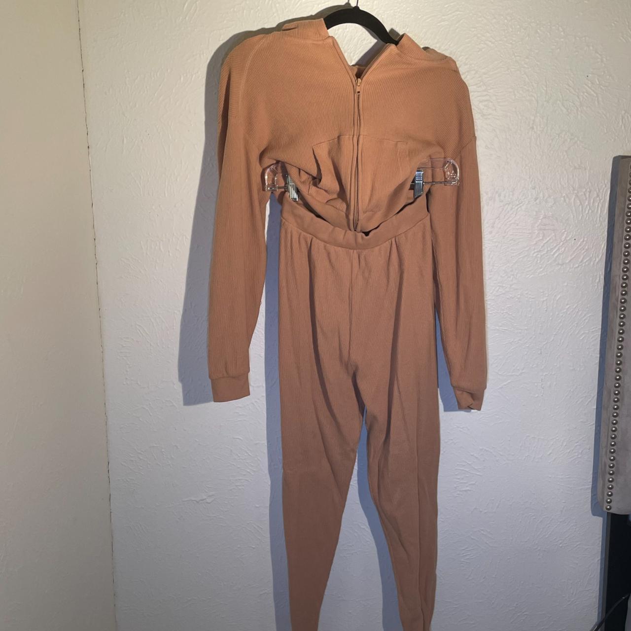 skims tan waffle sweatsuit jacket is size medium... Depop