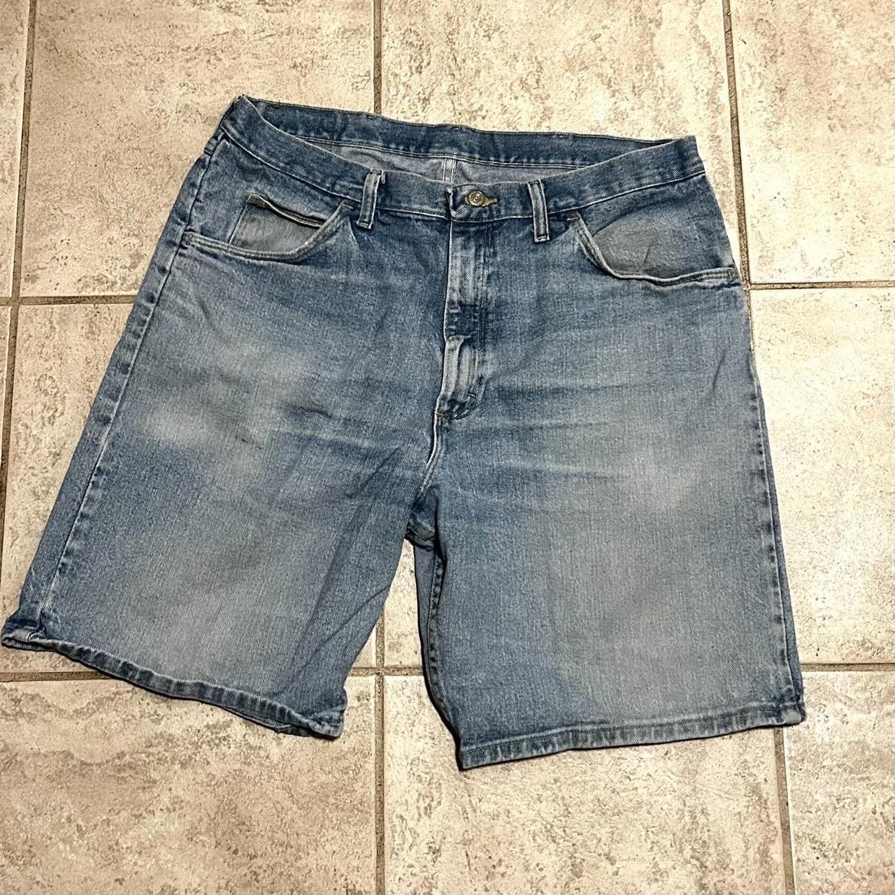 Wrangler Lightwash Jean Shorts Size 36 Good... - Depop