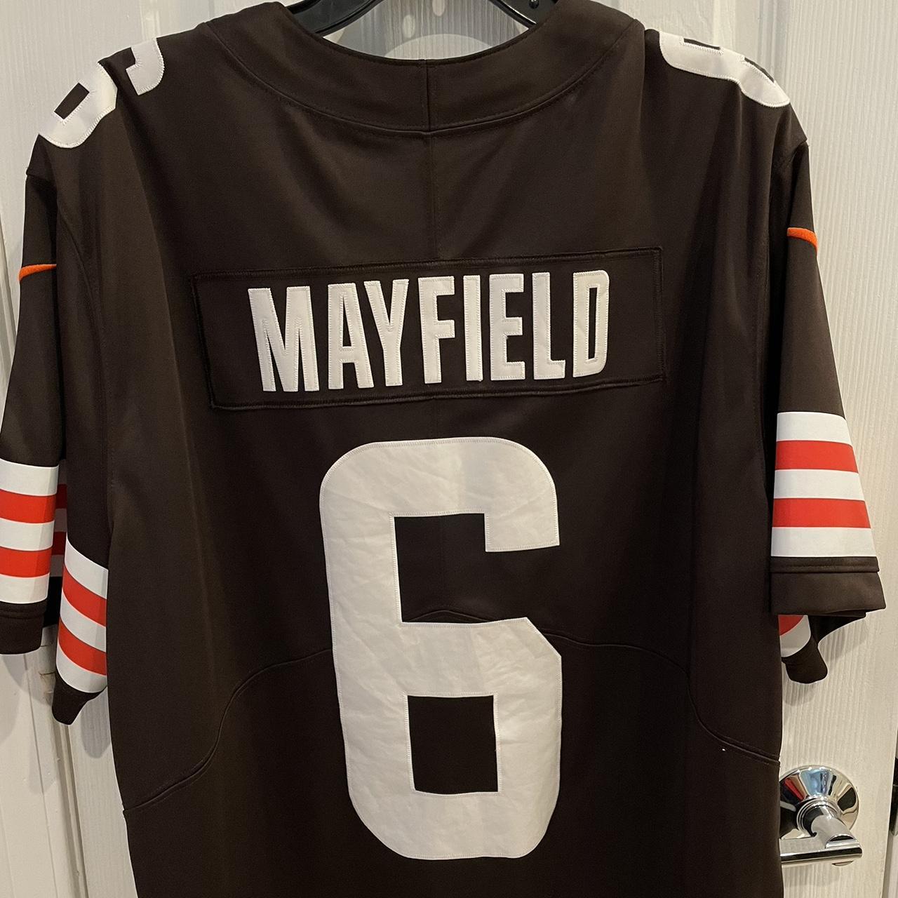 Baker mayfield Nike nfl jersey. Youth XL. Fits like - Depop