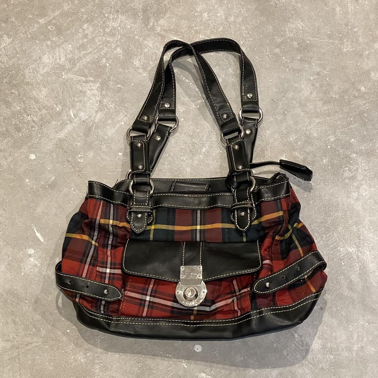 Plaid hobo bag purse punk hobobag grunge y2k plaid Depop