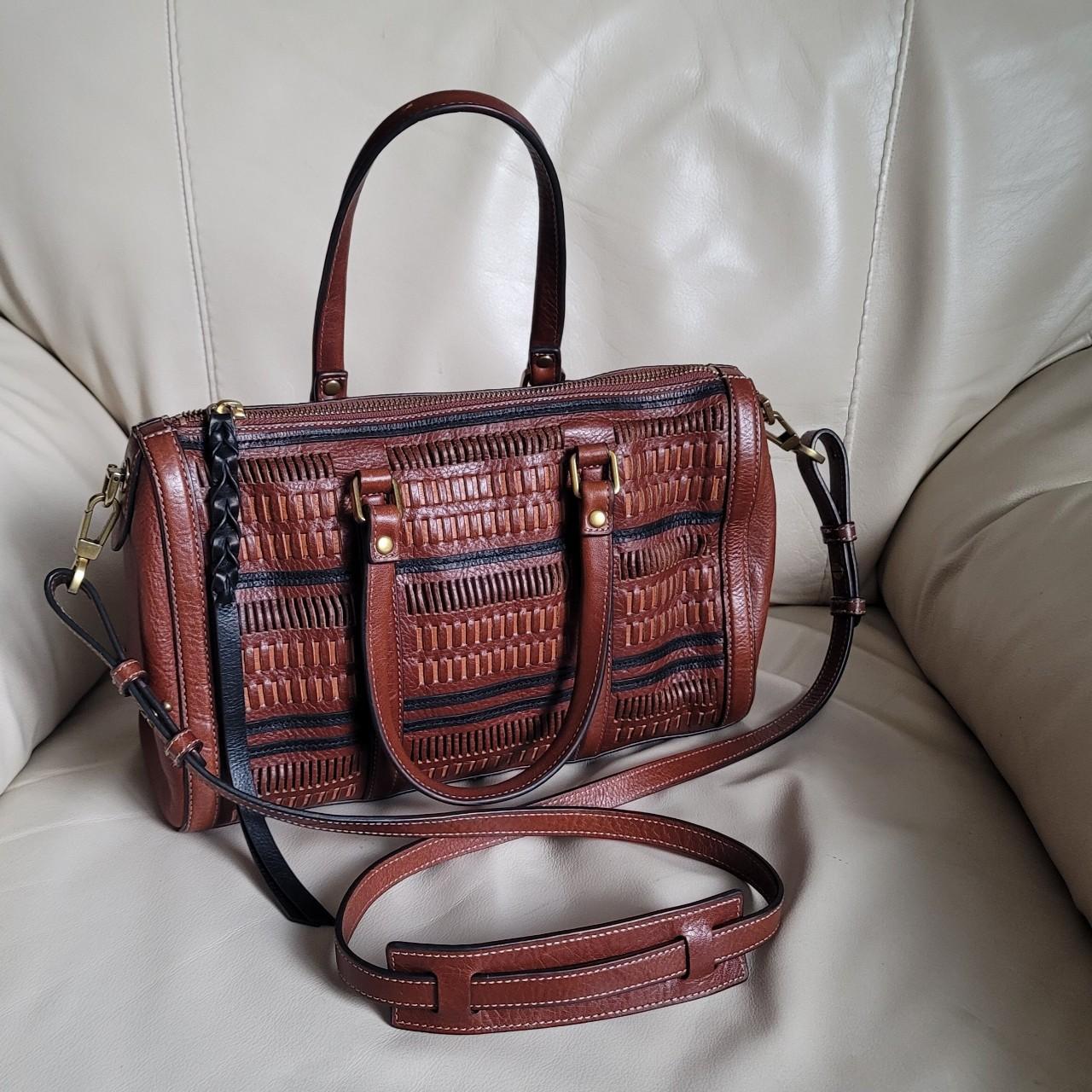 Fossil leather Kendall satchel in brown leather and