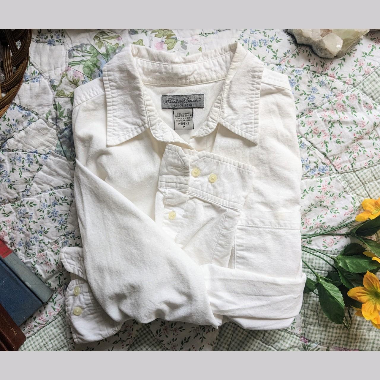 Eddie Bauer 100 cotton white button up women's cut... Depop