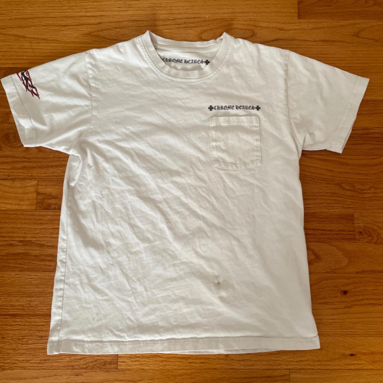 Chrome Hearts Men's Cream and White T-shirt | Depop