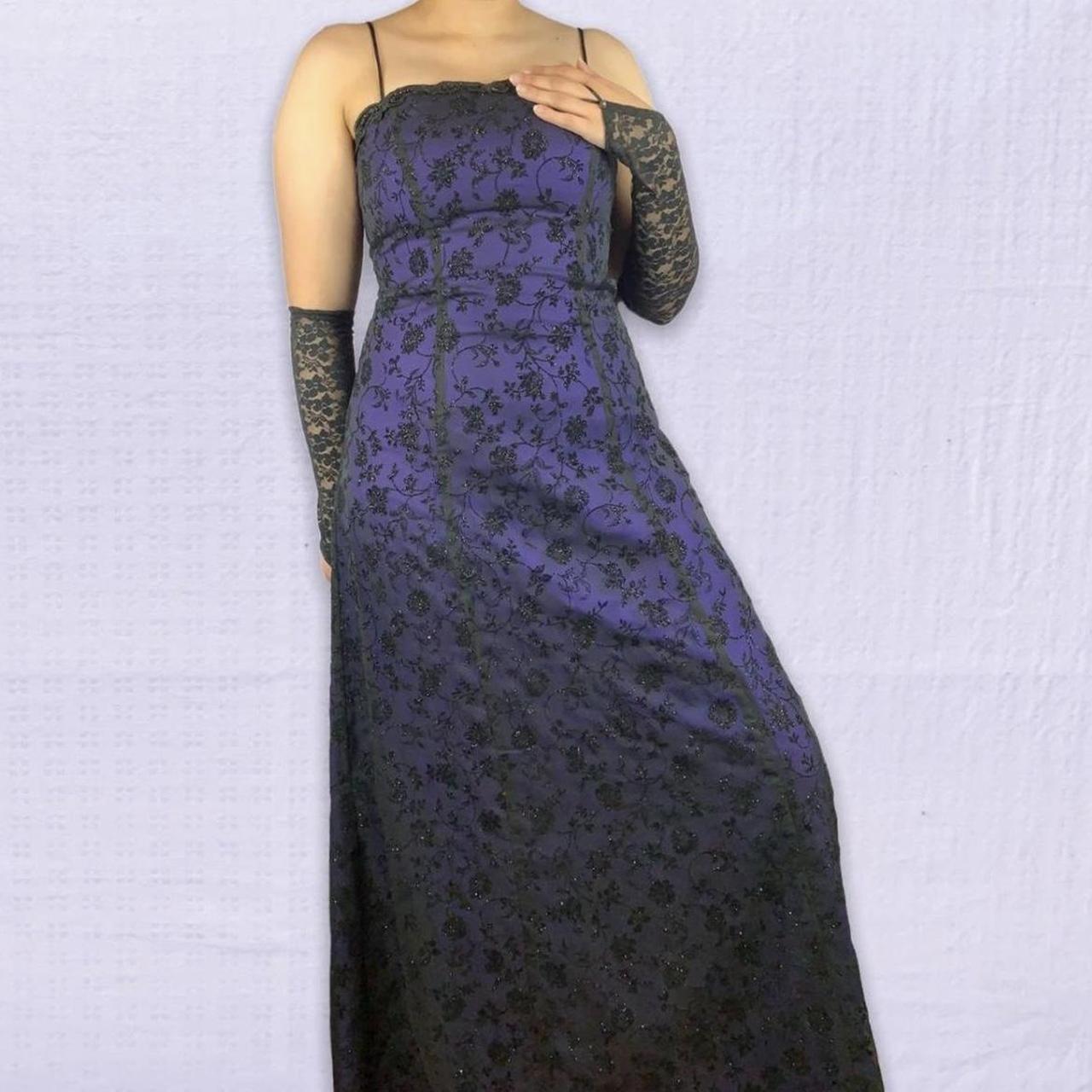 Betsy & Adam Women's Black and Purple Dress (2)