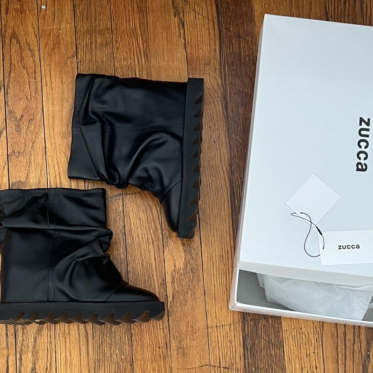 caban de zucca アーカイブ CABANE DE ZUCCA draped genuine leather hidden wedge | Depop