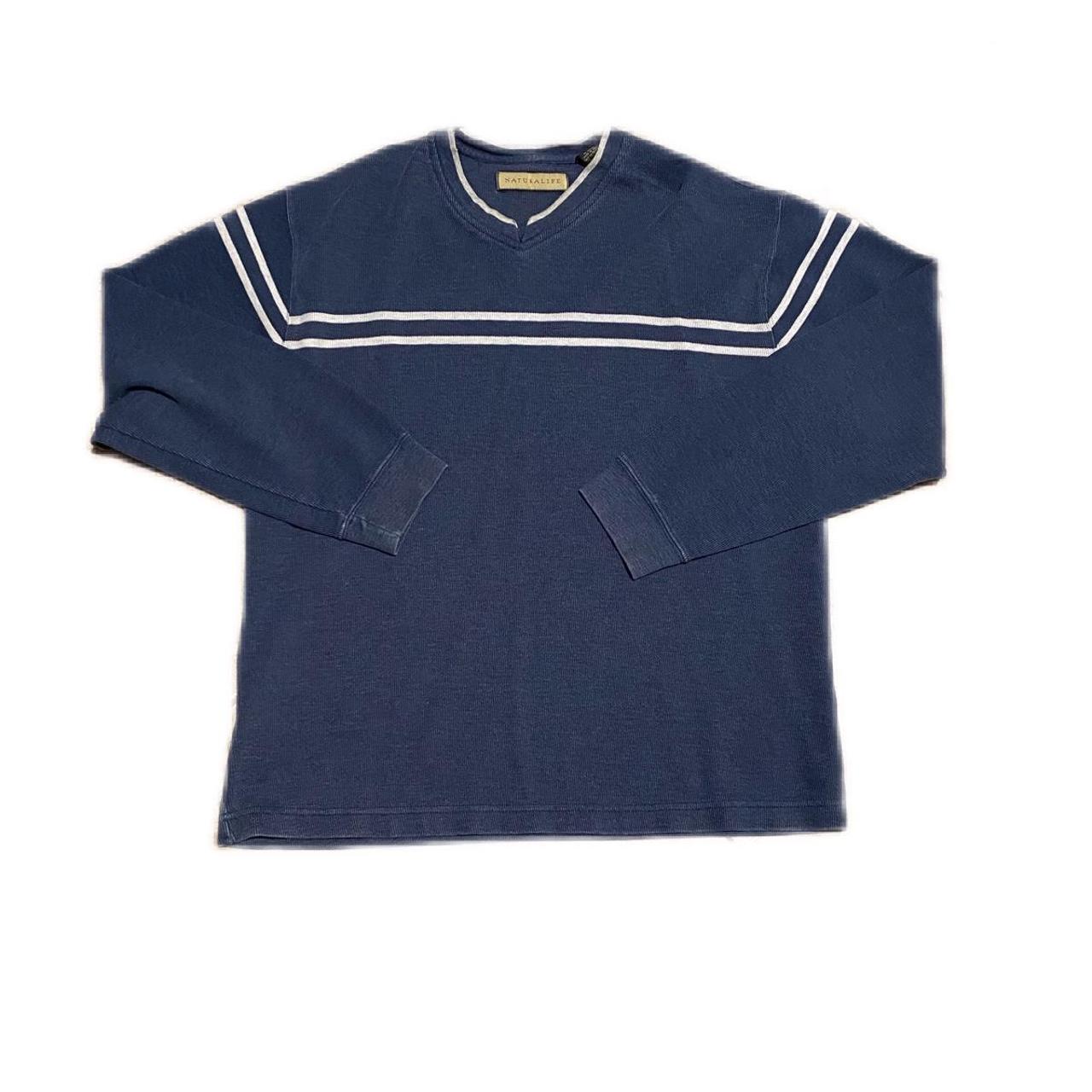 Men's Blue and White Jumper Depop