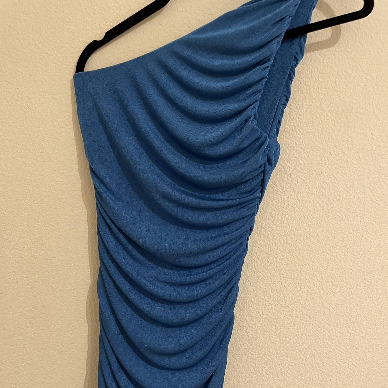 Amazon One shoulder blue mini dress -worn once... - Depop